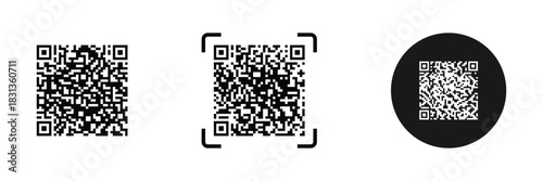 QR code set. Scan qr code icon. QR code black outline for website design and mobile. Vector illustration isolated on a white background. EPS 10