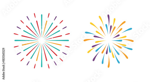 Colorful Starbursts Festive Radial Designs for Celebrations, Explosions, and Creative Graphics