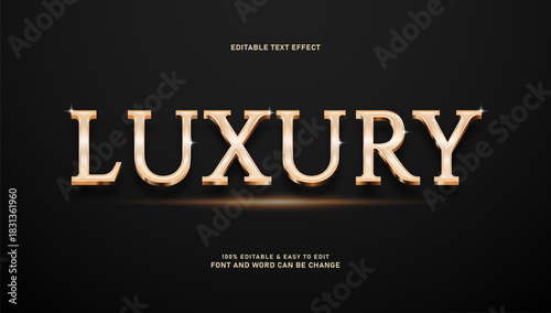 Luxury Gold 3D Text Effect: Editable Vector Typography on Black Background for Premium Branding and Design