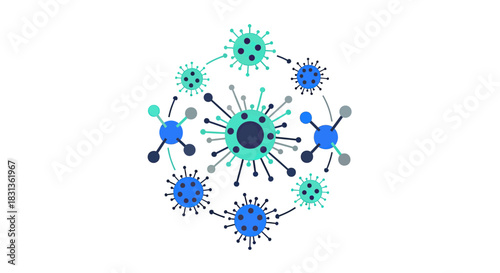 Microscopic virus and bacteria cells illustration.