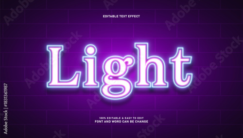 Neon Light Text Effect Editable on Purple Brick Wall Background