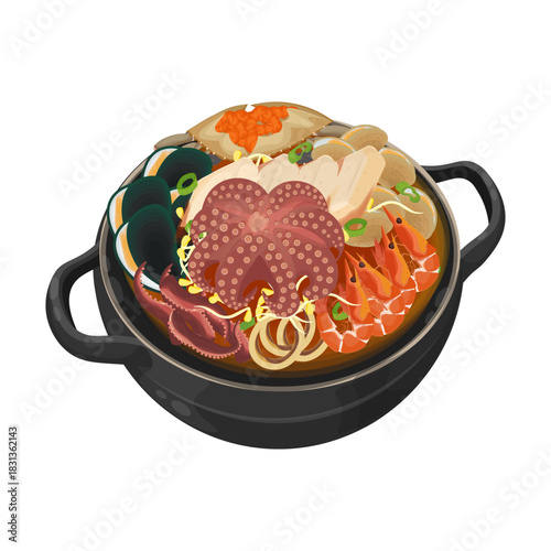 Vector Illustration logo Clip art Haemultang Haemul Jeongol Spicy Seafood Hot Pot