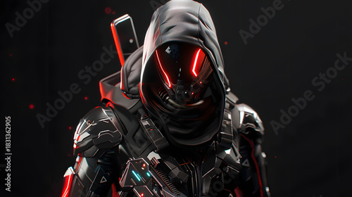3d game character futuristic assassin