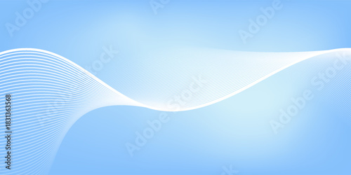 Minimalist blue background with elegant white flowing lines. abstract wavy lines background.