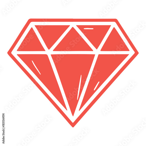 Red Diamond Gem Outline