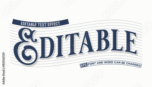Editable Retro Serif Text Effect on Wavy Sketch Lines Background