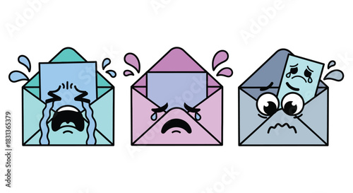 Sad mail illustration crying envelope cartoon letter design graphic