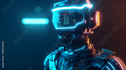 3d game character futuristic cyberpunk hacker