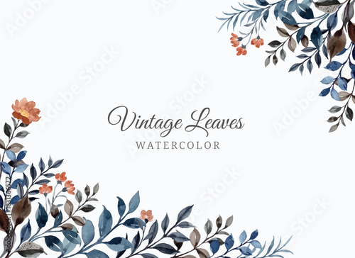 Vintage Watercolor Leaves Border