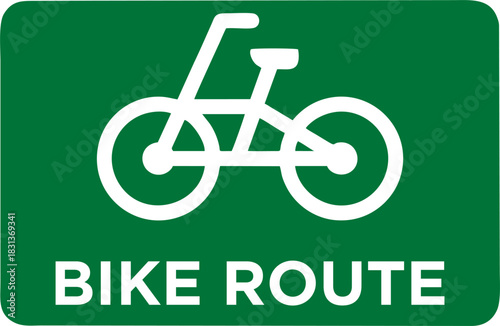Green Bicycle Route Traffic Sign Illustration