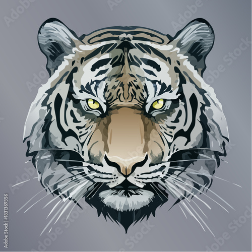 Striking tiger portrait with powerful gaze, perfect for wildlife conservation campaigns and exotic animal promotions, conveying strength and wild beauty