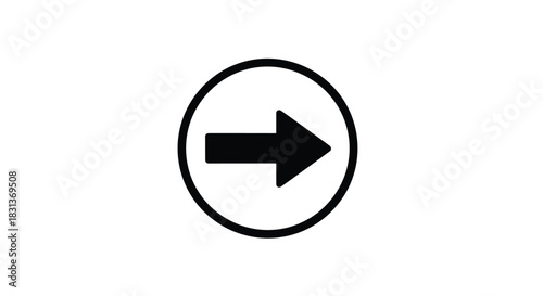 A simple and universal black right arrow icon inside a circle used for navigation next buttons or indicating direction.
