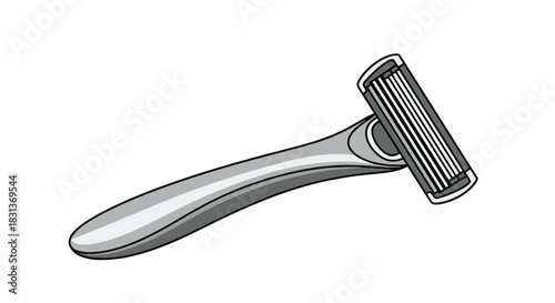 Detailed vector illustration of a modern multi-blade disposable shaving razor with a sleek grey handle on a plain white background.