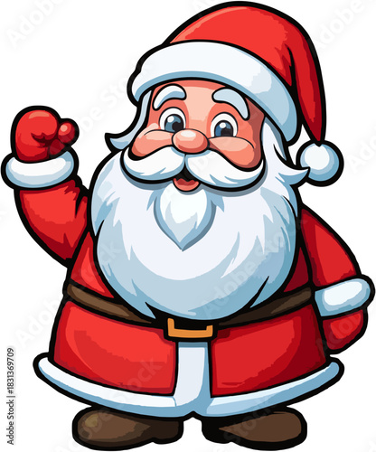 Cute Santa Claus Waving – Christmas Cartoon Illustration