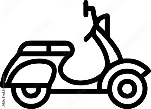 Minimalist Black Outline Motor Scooter Line Art