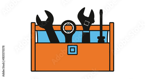 Toolbox with wrenches and screwdriver repair tools equipment