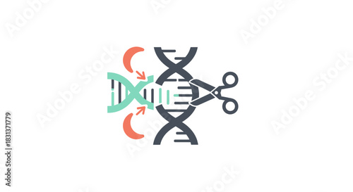 Crispr gene editing concept shows modern biotechnology with dna manipulation, cutting edge research and genetic modification for scientific breakthroughs