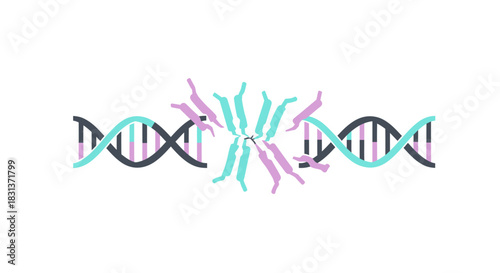 Explore the intricate world of genetic engineering with this eye catching graphic, perfect for scientific presentations and educational materials