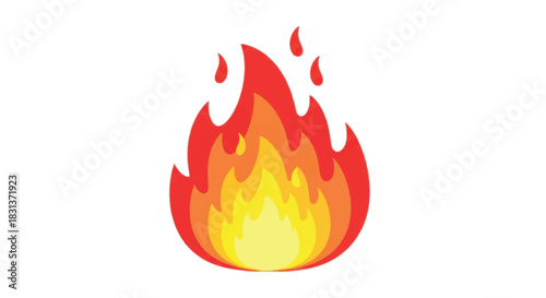 Vibrant cartoon fire flame illustration on a white background.