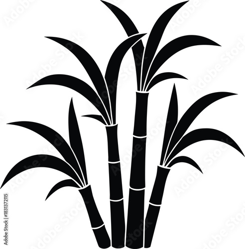 Sugarcane plant silhouette vector illustration
