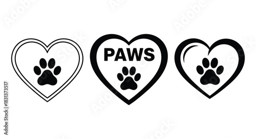 Dog paw print heart vector design for pet lovers and animal rescue