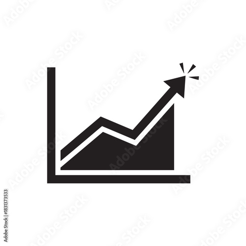 Growth chart icon with upward arrow representing progress and successful trend