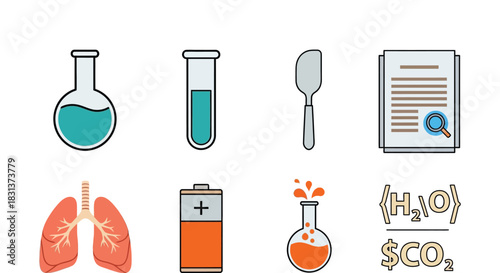 Science lab equipment vector illustration elements and icons