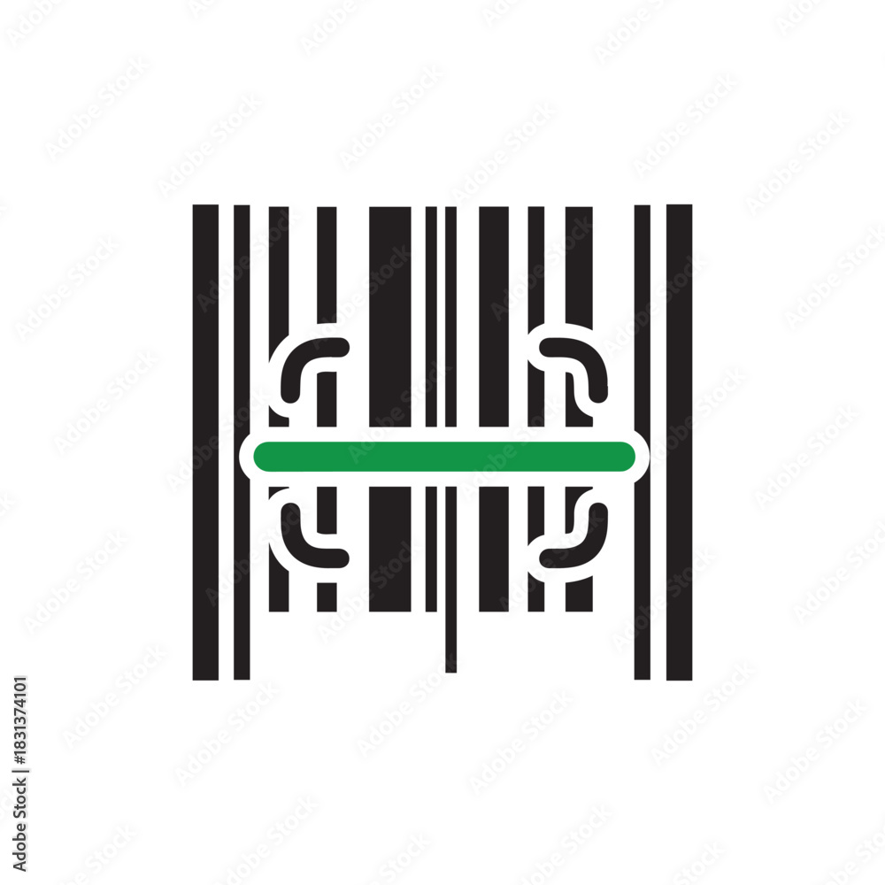 Obraz premium Tech-inspired barcode with circuit board design and a green scanner light.