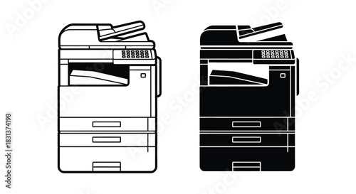 Printer copier machine vector illustration office equipment