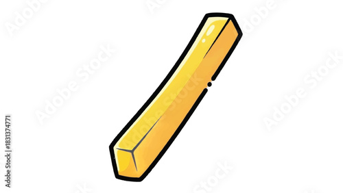 Golden French Fry Isolated on White Background Delicious Snack.