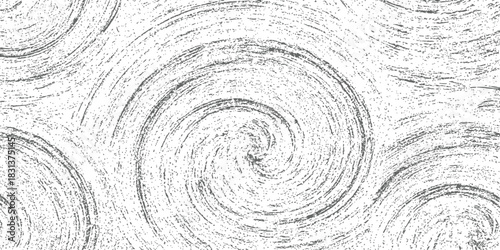 Seamless Grunge Spiral Pattern Distressed Texture Abstract Background Black and White Hand Drawn Style