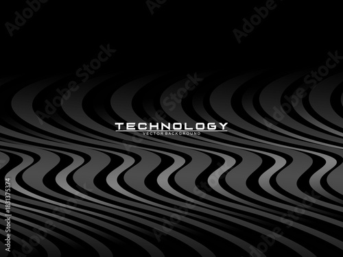 Black background vector luxury invitation card. Elegant wavy lines pattern on black background. Premium design illustration for wedding, vip cover template, grand opening, flyer, etc.