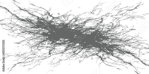 Distressed tangled branch silhouette overlay texture abstract grunge vector background