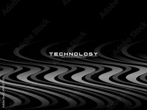 Black background vector luxury invitation card. Elegant wavy lines pattern on black background. Premium design illustration for wedding, vip cover template, grand opening, flyer, etc.