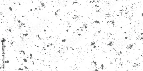 Abstract monochrome seamless splatter pattern Grunge distressed texture overlay background Black ink stains and drops on white