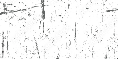 Abstract Vector Grunge Scratch Texture Overlay Distressed Rough Surface Background Graphic Element in Black and White Monochrome Style