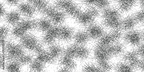 Abstract grunge texture with messy chaotic hatching lines Seamless distressed overlay pattern in grayscale