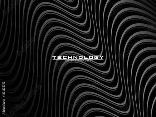 Black background vector luxury invitation card. Elegant wavy lines pattern on black background. Premium design illustration for wedding, vip cover template, grand opening, flyer, etc.