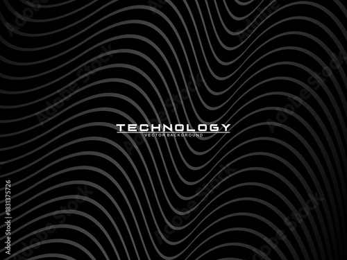 Black background vector luxury invitation card. Elegant wavy lines pattern on black background. Premium design illustration for wedding, vip cover template, grand opening, flyer, etc.