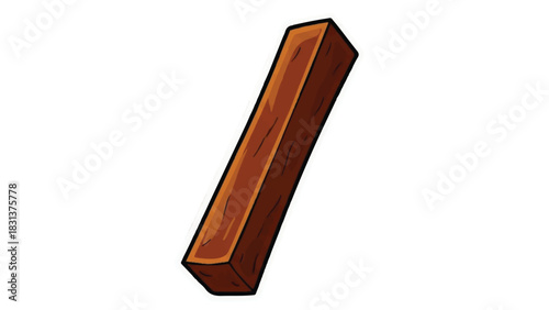 A single brown wooden plank isolated on a white background.