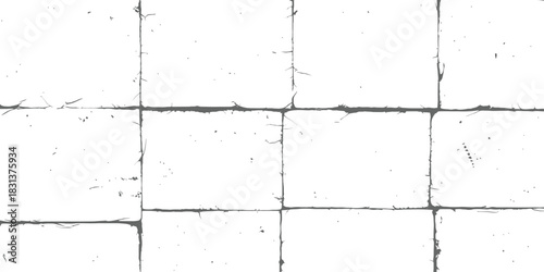 Distressed square grid background vector Grungy vintage tile pattern texture overlay effect monochrome