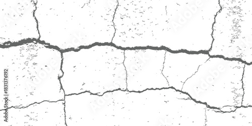 Distressed concrete wall crack vector texture grunge overlay