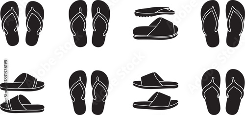 Sandal and Flip flop Footwear Collection in Black and White