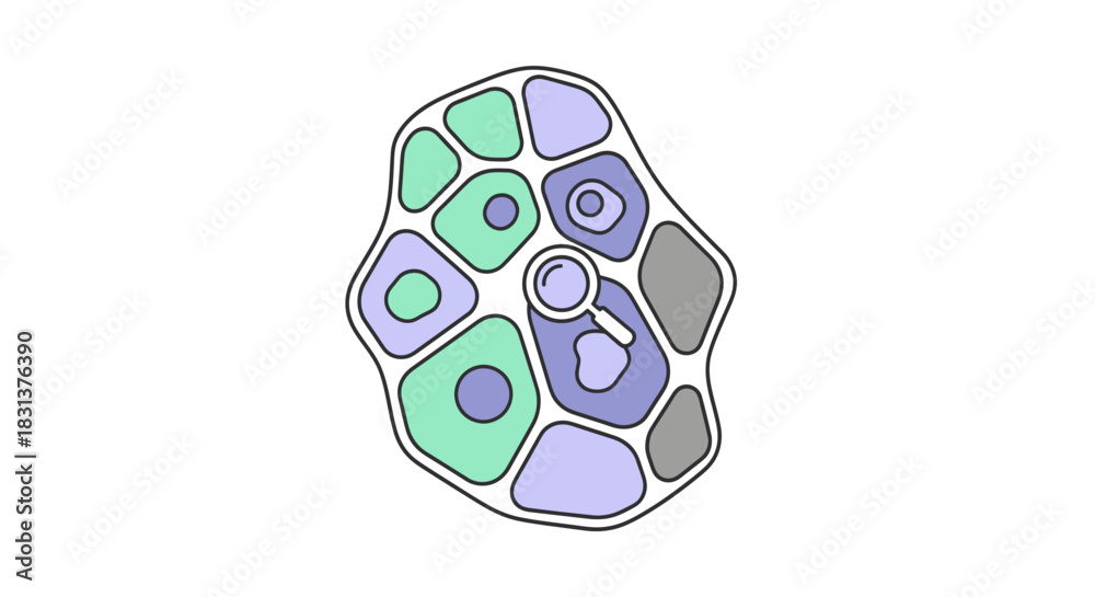 Obraz premium Explore cellular biology with magnifying glass for scientific discovery in laboratories and educational purposes, study life processes, cell structures