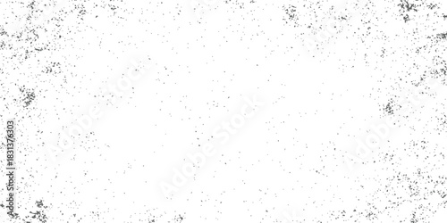 Distressed grunge texture overlay with dark speckles dust and grit vintage frame effect white background vector illustration