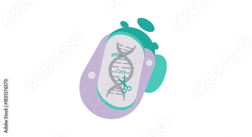 Cutting-edge CRISPR gene editing technology for revolutionary research and medical breakthroughs with Cas9 and gRNA illustration, unlocking potential futures