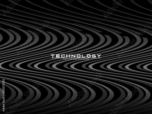 Black background vector luxury invitation card. Elegant wavy lines pattern on black background. Premium design illustration for wedding, vip cover template, grand opening, flyer, etc.