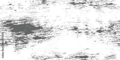 Rough brush stroke grunge texture overlay in dark gray and white monochrome distressed background vector element