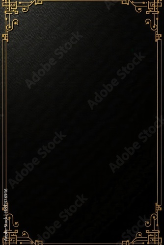 Black lacquer background with gold leaf detailing, geometric pattern , art deco, minimal, decor