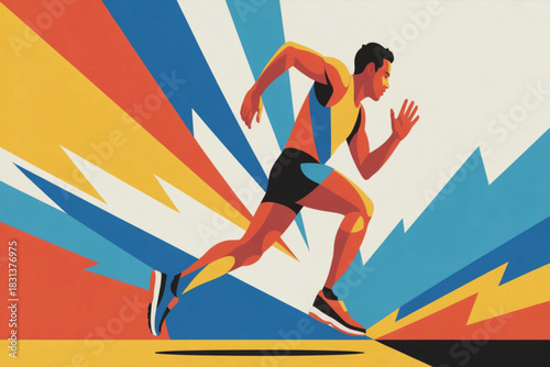 Dynamic Running Athlete Vector – Sports Fitness Action Illustration